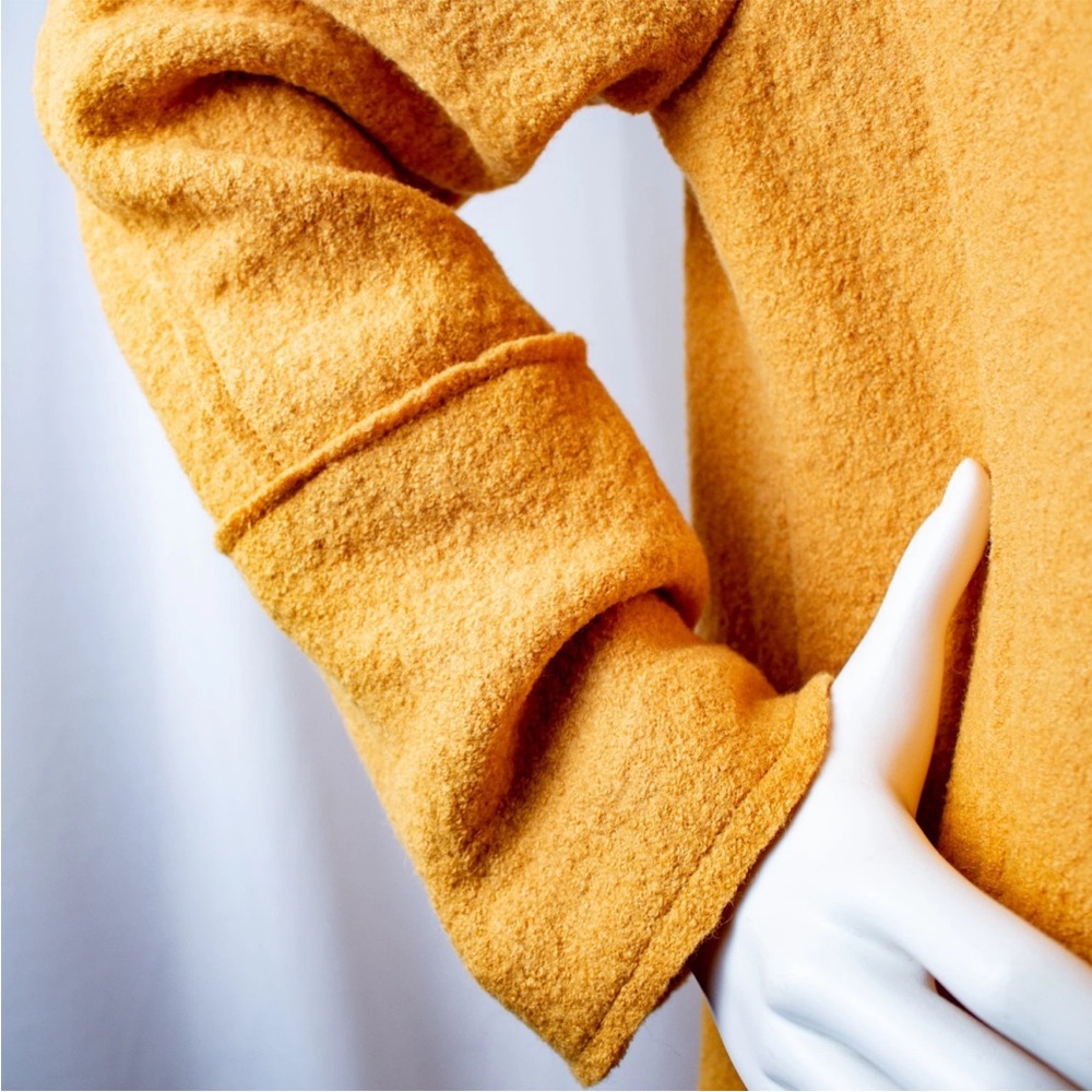 Tahari Mustard Yellow Wool Long Pea Coat Jacket EUC - Picture 5 of 13